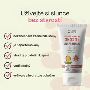 opalovací mléko mango baby family spf50 150ml Wooden Spoon